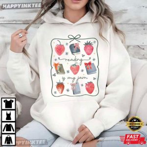 Reading Is My Jam Strawberry Book Lover Gift T Shirt (4)