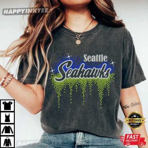 Seattle Seahawks Scatter Rhinestone Football T Shirt (4)