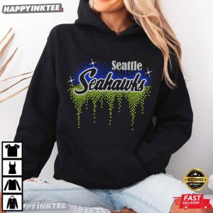 Seattle Seahawks Scatter Rhinestone Football T Shirt (3)