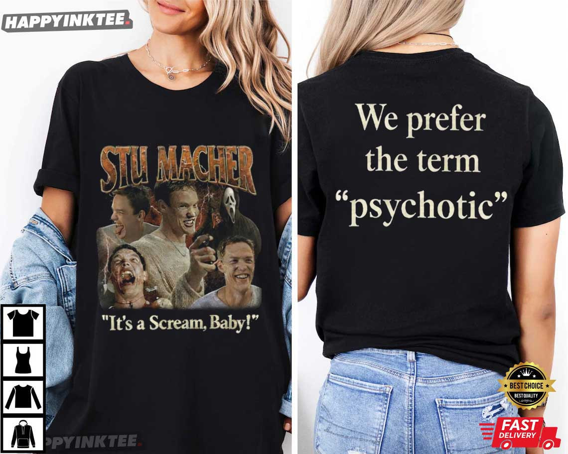 Stu Macher It's a Scream Baby Scream Movie Graphic T-Shirt Stu Macher It's a Scream Baby Scream Movie Graphic T-Shirt