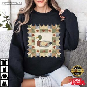 Patchwork Mallard Duck Vintage Quilt Style T Shirt (1)