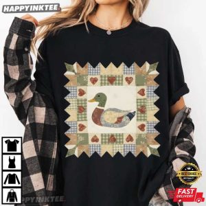 Patchwork Mallard Duck Vintage Quilt Style T Shirt (2)