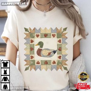 Patchwork Mallard Duck Vintage Quilt Style T Shirt (4)