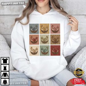 Farmhouse Chicken Quilt Cottagecore Hen Art Vintage Thrifted T Shirt (3)