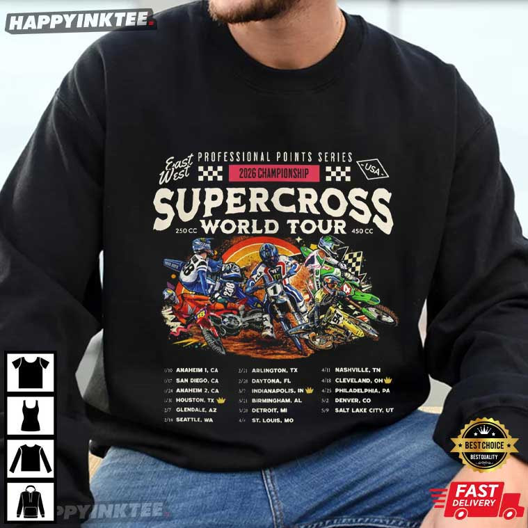 Supercross 2026 Championship World Tour Motocross Racing T-Shirt Supercross 2026 Championship World Tour Motocross Racing T-Shirt