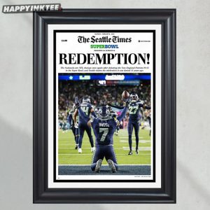 Seattle Seahawks Redemption Super Bowl LX Champions Beat Patriots Poster