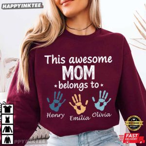 This Awesome Mom Belongs To Custom Kids Names Mother Gift T Shirt (4)