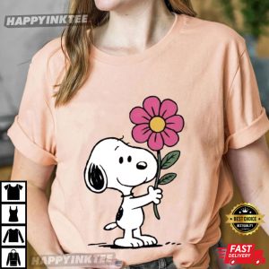 Cute Snoopy Flower Funny Peanuts Cartoon Valentine's Day Gift T Shirt (2)