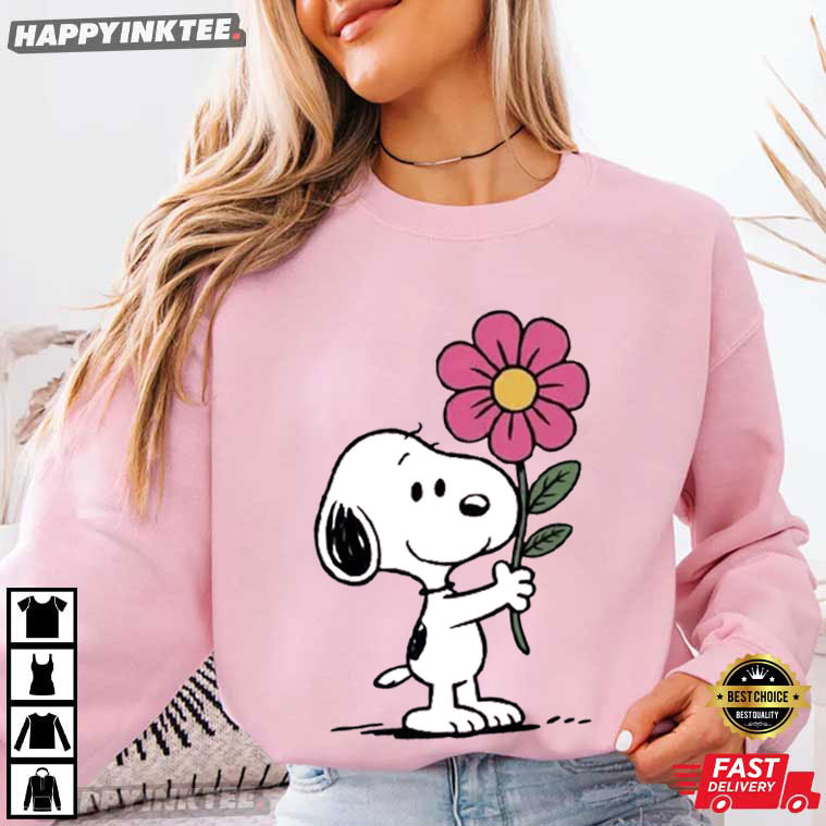 Cute Snoopy Flower Funny Peanuts Cartoon Valentine's Day Gift T-Shirt Cute Snoopy Flower Funny Peanuts Cartoon Valentine's Day Gift T-Shirt