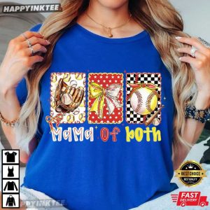 Mama of Both Baseball Game Day Mom Sports Lover T Shirt (4)