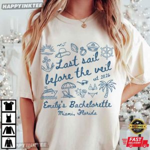 Custom Bachelorette Cruise Party Last Sail Before The Veil Boat T Shirt (2)