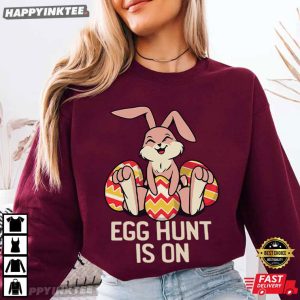 Cute Bunny Easter Egg Hunt Is On Spring T Shirt (1)