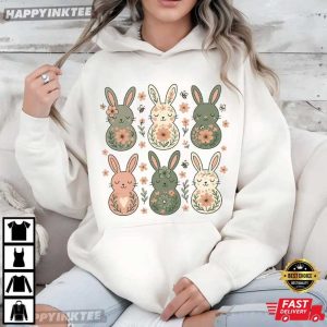 Floral Easter Bunny Spring Rabbit Graphic T Shirt (3)