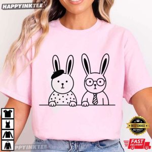 Minimalist Easter Bunny Cute Rabbit Graphic T Shirt (2)
