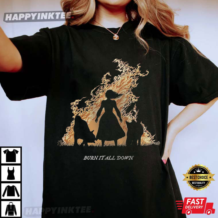 Burn It All Down Feminist Woman Rage With Wolves And Flames T-Shirt Burn It All Down Feminist Woman Rage With Wolves And Flames T-Shirt