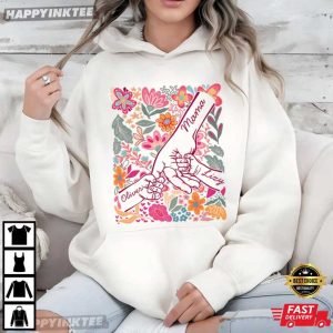 Boho Flower Custom Name Mom T Shirt (4)