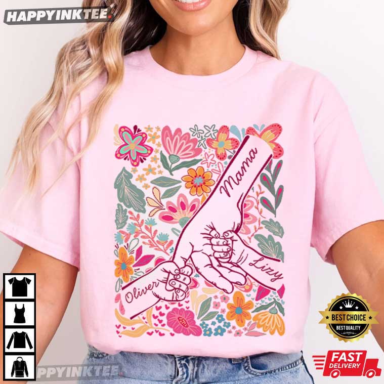 Boho Flower Custom Name Mom T-Shirt Boho Flower Custom Name Mom T-Shirt