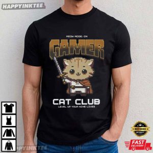 Gamer Cat Pixel Kitty With Controller T Shirt (1)