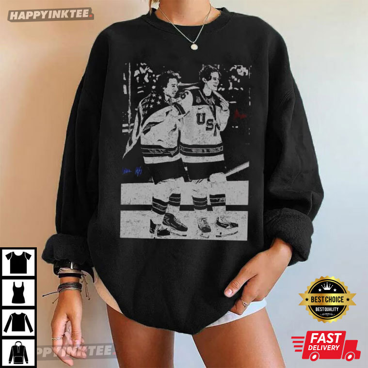 Quinn Hughes Jack Hughes Brother USA Champion Hockey T-Shirt Quinn Hughes Jack Hughes Brother USA Champion Hockey T-Shirt