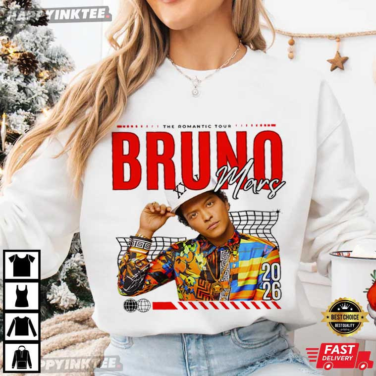 Bruno Mars The Romantic Tour Rose Pop Singer Music T-Shirt Bruno Mars The Romantic Tour Rose Pop Singer Music T-Shirt