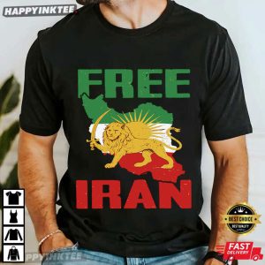 Free Iran Lion And Sun Flag Political Protest T-Shirt