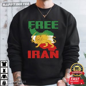 Free Iran Lion And Sun Flag Political Protest T Shirt (3)