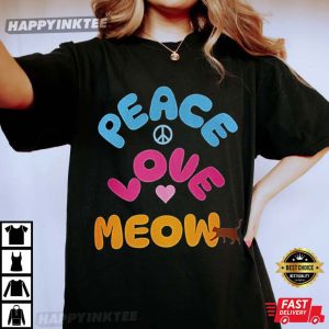 Peace Love Meow Cute Cat Lover Gift T Shirt (4)