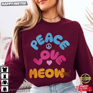 Peace Love Meow Cute Cat Lover Gift T Shirt (1)