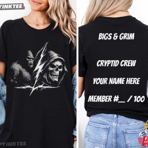 Bigs And Grim Cryptid Crew Custom Name Bigfoot Grim Reaper T Shirt (4)