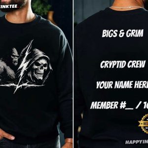 Bigs And Grim Cryptid Crew Custom Name Bigfoot Grim Reaper T Shirt (1)