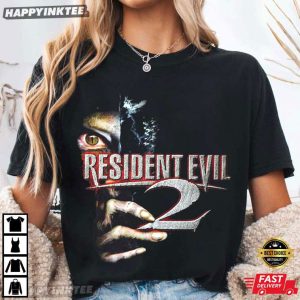 Resident Evil 2 Zombie Face Gaming T Shirt (4)