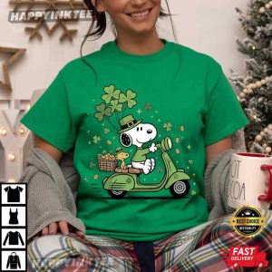 Irish Snoopy Scooter Lucky Cute Dog St Patrick's Day Cartoon T Shirt (3)