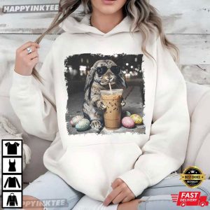 Easter Bunny Drinking Iced Coffee Funny Animal Meme T Shirt (4)