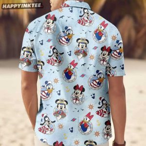 Disney Nautical Cruise Vacation Mickey Characters Hawaiian Shirt (4)