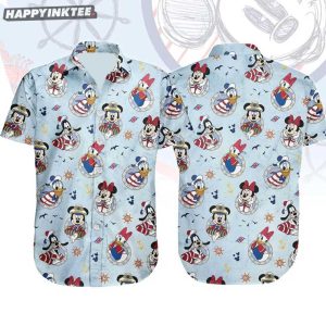Disney Nautical Cruise Vacation Mickey Characters Hawaiian Shirt (2)