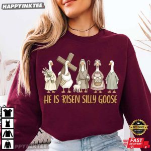 He Is Risen Silly Goose Easter Christian Faith T Shirt (1)