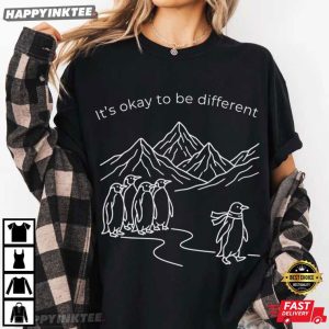 It's Okay To Be Different Penguin Autism Acceptance Month T Shirt (2)
