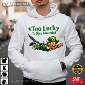 Too Lucky To Stay Grounded Skydiver Leprechaun Bungee St Patricks Day T Shirt (4)