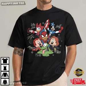 Mickey And Friends Avengers Signatures Disney Marvel T Shirt (1)