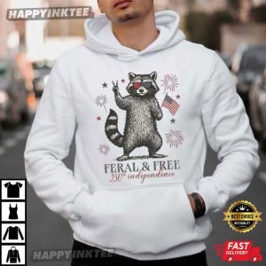 Raccoon Feral But Free America 250th Anniversary Independence T Shirt (1)