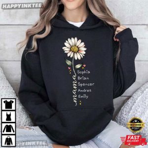Daisy Flower Mother's Day Gift Custom Kids Names T Shirt (3)