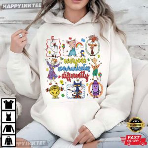 Everyone Communicates Differently Emotion Cartoon Autism Teacher T Shirt (3)