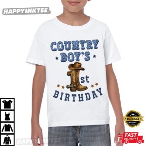 Country Boy Cowboy Boot 1st Birthday Western Rodeo Party T Shirt (2)