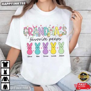 Grandma’s Favorite Peeps Easter Custom Grandkids Names T-Shirt