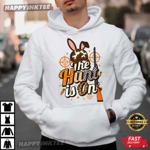 The Hunt Is On Easter Bunny Hunter Camo Egg T Shirt (4)