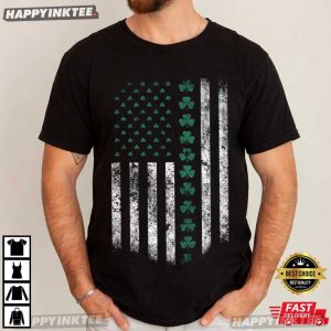 St Patricks Day Shamrock American Flag Lucky Irish Party T Shirt (1)