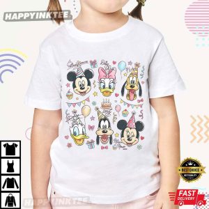 Watercolor Mickey & Friends Signature Disney Birthday Present T Shirt (2)