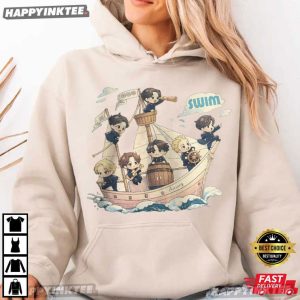 BTS Arirang Cute Swim Track Cartoon Bangtan 2026 Concert T Shirt (1)