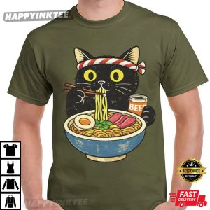 Cat Eating Ramen Funny Gift For Cat Lovers T Shirt (3)