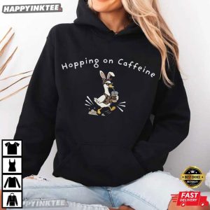 Hopping On Caffeine Funny Easter Bunny Goose Coffee T Shirt (3)